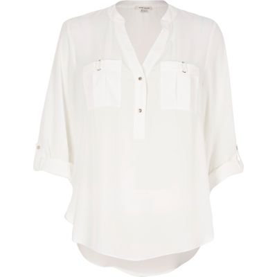 Cream placket blouse